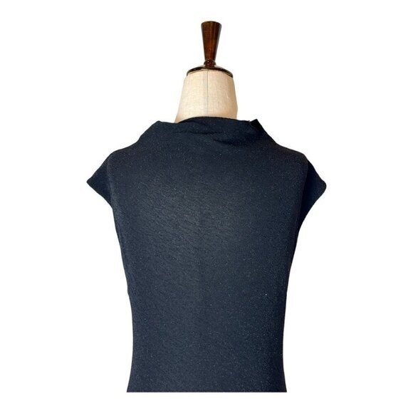 By Malene Birger Sweater Women Small Black Metallic Knit Mock Neck Hinnon Top - Picture 5 of 10